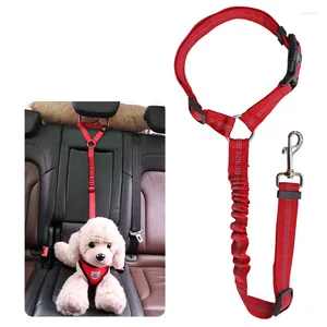 Hundhalsar Antishock Two-in-One Pet Car Safety Säkert bälte Led Leash Backseat Justerbar sele för kattungar Collar Accessories