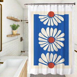 Duschgardiner Vattentät gardin Flower Art Tryckt badrum Polyester Tygbad för dekorationskrokar