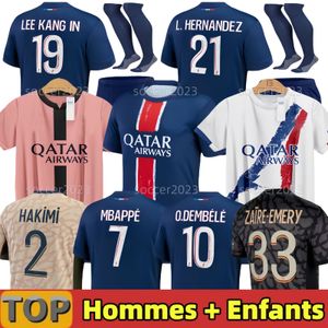 25 24 Mbappe Hakimi O. Dembele Soccer Trikots Sergio Ramos 2024 2025 Maillots de Fußball Marquinhos Verratti Lee Kang in G.Ramos Männer Kids Kit Hemd -Uniform MAILLOT