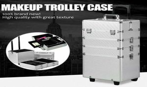 4 In1 Professional Aluminium Rolling Makeup Train Case Wheel Cosmetic Box Drawer5419182