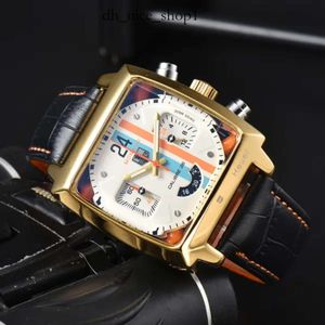 tag heur Original Watch Mens Watch Monaco Calibre Gulf Movement Watches Real Leather Strap Wristwatches Chronograph Luxury Watch 6630