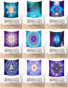 Rainbow Galaxy Astrology Tapestries and Energy Medicine Flower of Life Geometry Symbol Pattern Symbol Stamping Polyester Wall Deco5218950