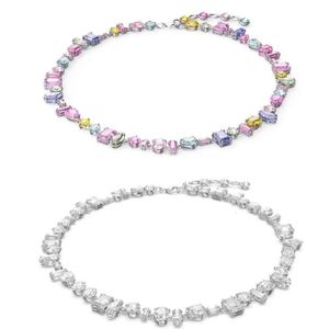 Sailormoon Swarovskis Necklace Flowing Light Colorful Candy Necklace for Women Using Swallow Element Crystal Rainbow White Snake Bone Chain