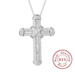 NEU 925 Silber Exquisite Bibel Jesus Anhänger Halskette für Frauen Männer Kruzifix Charm Simuliertes Platin -Diamantschmuck N0281696888