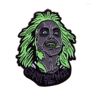 Brosches Beetlejuice Emamel Pin Retro 80s Horror Comedy Movie Brooch Chill Ghost Badge Halloween Gift