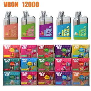 VBON 12000 12K PULDS ELEKTRONISKA CIGARETTER Disponerbar e-cigarett Vape Pen Device Raddbart batteri Förfylld Vape med mesh-spole