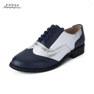 Scarpe casual blu argento vera pelle vera da donna personalizzata a mano oxford tacco piatto rapido spedizione