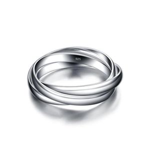 Sterling Srebrny pierścień moda 3 Pierścień Combination Solid 925 Srebrny Pierścień Rozmiar 611 dla kobiety -osobistej Srebrna biżuteria 2716775836874