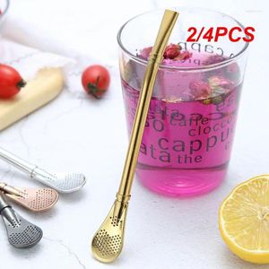 Drinking Straws 2/4PCS Filtered Spoons Stainless Steel Easy-to-use Coffee Accessories Durable Tea Infuser Eco-friendly Bar High-quality