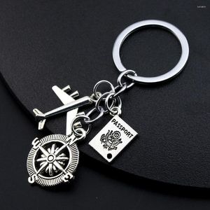 Keychains Charm Keychain Travel Around the World Aircraft Compass till Earth Small Pendant Commemorative Gift