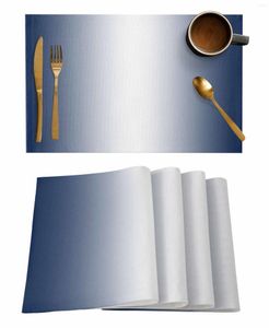 Table Mats Dark Blue And White Gradient Minimalist Kitchen Tableware Cup Bottle Placemat Coffee Pads 4/6pcs Desktop