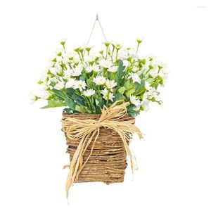 Decorative Flowers Door Hanging Basket Wreath Daisy Flower Front Decoration Spring Wedding Decor For Home
