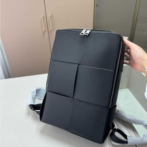 Fashion Luxury Natural Leather Bag Weave Business Backpack Backpack Boy Men Fashion Laptop School Genuine 240315 FLDPT