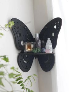 装飾的なプレート1pc木製の壁棚蝶の蓮のモスクリスタルストーンスタンドハンギングディスプレイ自由hoh馬装飾ルームの装飾