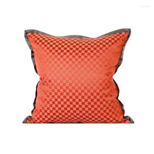 Kudde lyxig jacquard -omslag för vardagsrum dekorativt kast soffa heminredning bred sido kudde orange röd