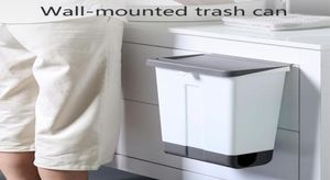 Kitchen Trash Can Plastic Wall Mounted Trash Bin Waste Recycle Compost Bin Garbage Bag Holder Waste Container Bathroom Dustbin Y206133185