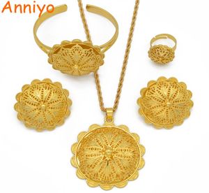 Anniyo Erytrean i Etiopska biżuteria Naszyjniki Kolczyki Brzeszczone dla kobiet złoto kolor Afrykańskie prezenty ślubne 207406 25313687