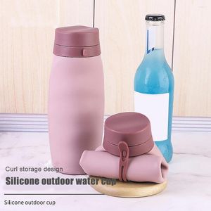 Water Bottles 580ML Portable Outdoor Sport Travel Bottle Silicone Anti Fall Climbing Retractable With Handle Cycling Supplies