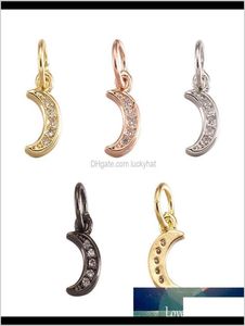 7Pcs Brass Micro Pave Cubic Zirconia Moon Charm Pendants For Jewlery Making Diy Bracelet Necklace Decor Accessorrieshole35Mm Ljjij8517586