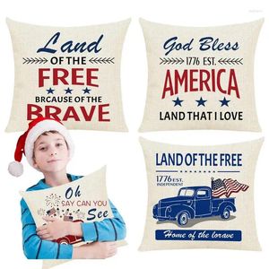 Kudde Independence Day Pillowcase 4: e juli Dekor Set 4 Linen Throw Covers Decorative Cases For Home