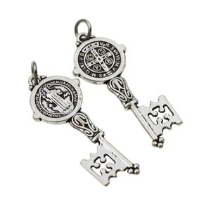 Katolicisme Benedict Medal Cristo Redentor Key Spacer Charm Beads Pendants T1686 16.5x41mm smyckesfynd komponenter5665681