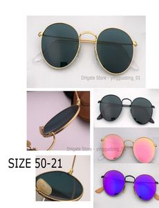 Top -Qualität runde Metall -Sonnenbrille für Männer Frauen Spiegelte Flash Circle Glass Objektiv klassisches Verlauf UV400 Sonnenbrillen 50 mm Größe mit 4749985