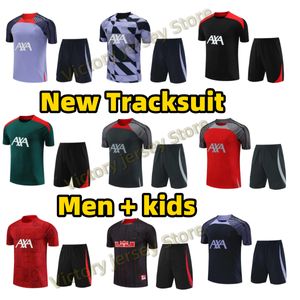 24 25 LVP Kort ärmdräkt Män Soccer Tracksuit Salah Luis Diaz 23 24 Soccer Jersey Men Kids Football Training Suit Tracksuits Sursetement Foot Jogging Set Set Axa