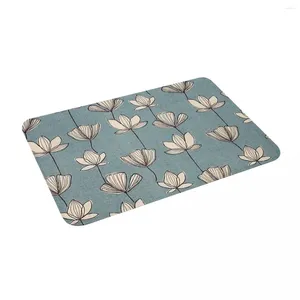 Carpets White Flowers 24" X 16" Non Slip Absorbent Memory Foam Bath Mat For Home Decor/Kitchen/Entry/Indoor/Outdoor/Living Room