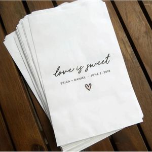 Party Supplies 25 PCS Personalized Custom Love Is Sweet Wedding Favor Treat Bags - Candy Buffet Donuts Cookies Popcorn