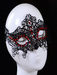 Yeni Tasarım Kadın Dantel Yüz Göz Maskesi Masquerade Ball Red Crystal Cadılar Bayramı Partisi5831169