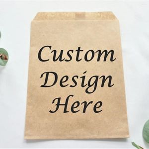 Abastecimento de festas 25 PCs Adicione seu logotipo/ texto sacos de tratamento de casamento personalizados Goodie Kraft Brown Bag Candy Favors for Sobersert