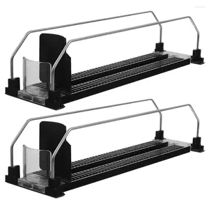 Kök förvaring 2 datorer drycker Pusher Shelf Påfyllning Maskin Slide Rail Plastic Beverage Propeller