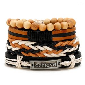 Bracelets de charme jóias Bracelete de couro simples para a mão Criativa Combinação DIY Conjunto de 4 peças para homens