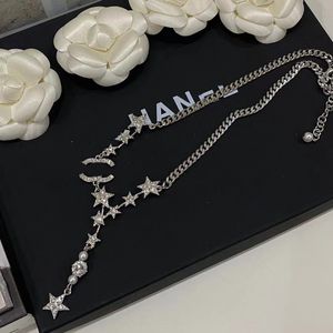 Designer Necklace Boutique C rhinestone star fringe pendant Necklace High Quality Brand Letter Necklace Fashion Womens Choker Necklace Jewelry Christmas Gift