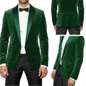 Modne męskie garnitury ślub niestandardowy zielony men kurtka Velvet 2017 Najnowsze projekty płaszcza Pants Najlepszy garnitur The Groom Party We Wearv 268L