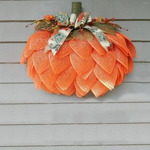 Flores decorativas Fake Pumpkin Door Hanger Fall Wreath Wreath Flower Plástico portátil Sinal de boas -vindas 1pc Autumn Halloween Garden