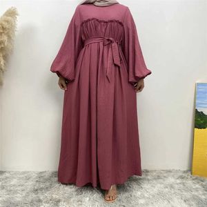 Ethnische Kleidung schlicht Abaya Kleid Lange Slve Muslimische Frauen Lose Robe afrikanische Kleider Islam Dubai Bescheidener Kaftan Eid Gebetskleid