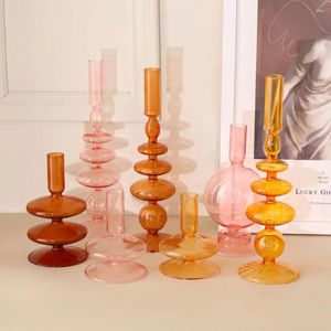 Ljushållare Stylish Vase Party Retro Candlestick Stand Glass Wedding for Home Decoration