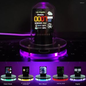 Relógios de mesa Tracker de preço.Despertador de tubo nixie com luzes rgb coloridas e estação meteorológica wifi.diy GIF animações