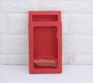 simple Kraft Cardboard Phone Case Packaging Box RedWhiteBrownBlack Paper Drawer Box With Clear Window2457346