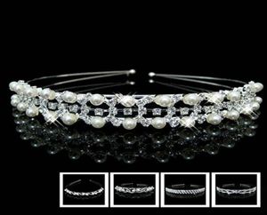 Clip per capelli Barrette Gioielli Fashion Bride Crowns Pearl Rhinestone Crystal Crown Wedding Flower Girl Tiara Princess Bandage su H8032549