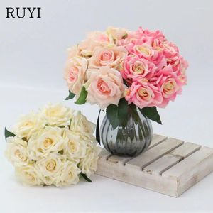 Dekorativa blommor 10st/Lot Bouquet Artificial Rose Real Touch Fake For Wedding Bridal Hands Hold Valentine's Day Party Home Decor