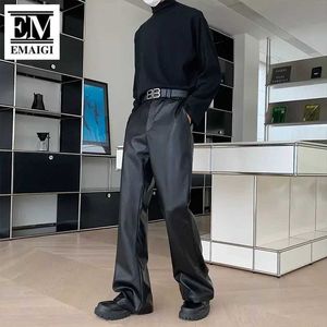 Męskie spodnie męskie koreańskie odzież uliczna retro luźna skóra mini mini flash spodnie męskie amerykańskie styl mensl2405