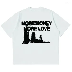 Camisetas masculinas Carta de hip hop letra de luto imprimida y2k roupas harajuku solto camiseta estética exclusiva