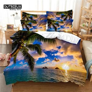 Conjunto de roupas de cama Conjunto à beira -mar 3pcs Tampa de edredão suave e confortável respirável para decoração de quarto de quarto de quarto