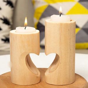 Candle Holders Creative Tealight Candlestick Rustic Heart Shaped Wooden Holder Practical Shelf For Home Wedding Decoration