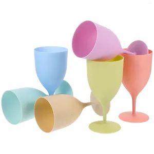 Mugs 6 Pcs Tall Juice Glass Cups Household Bar Plastic Goblets Holiday Cocktail Glasses Anti-fall Drinking