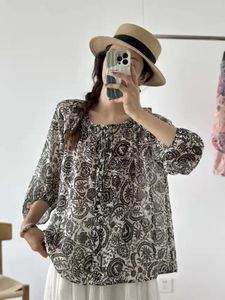 Women's Blouses Ethnic Shirts And Plus Size Women Clothing Woman Summer Tops Mexican Style Vintage Printed Elegant Chic Blouse