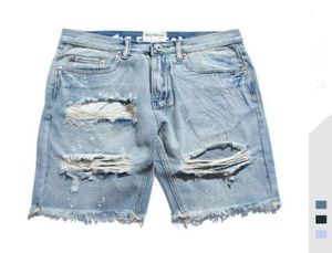 Mens Jeans Summer New High Street Distrressed Washed Solid Color Male Denim Shorts Hole Jeans Asian Size S2XL3943306