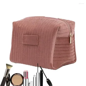Bolsas de armazenamento Velvet Cosmetics Bag Handle Top Travel Pincel de grande capacidade
